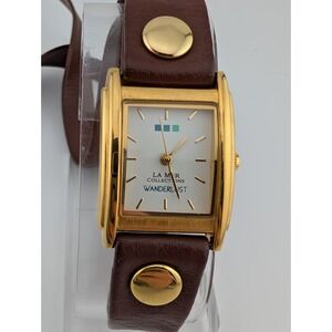 La Mer Collections Wanderlust Classic Tank Gold Tone Brown Wrap Band- New Batter